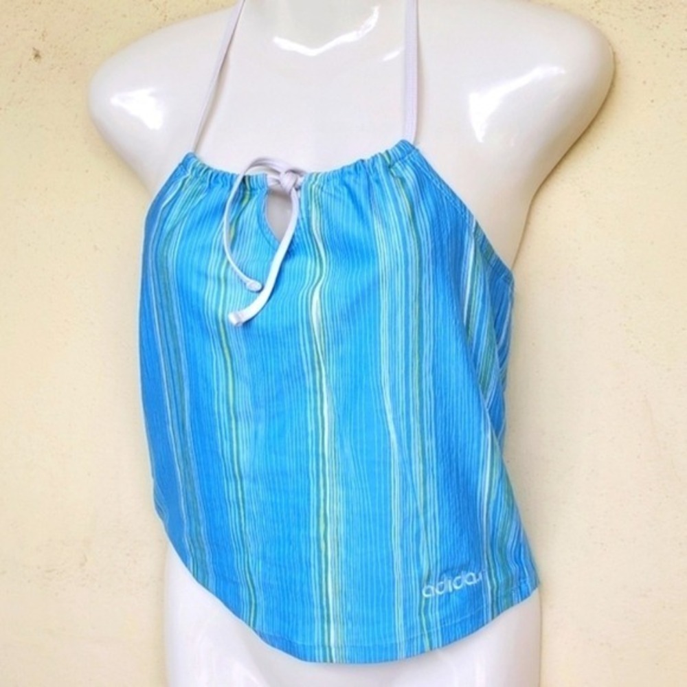 Adidas Blue Halter Crop Tank Top‎ Medium